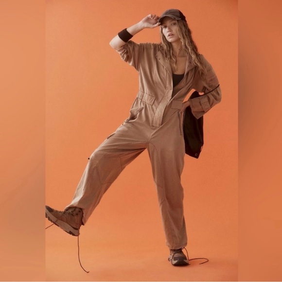 Free People Movement Pants - Free People Fly High Jumpsuit Onesie... (Color Walnut 🤎 / Size Large) *NWT!